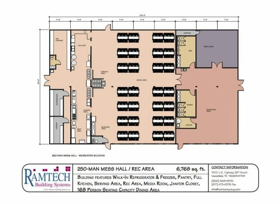 250 man mess hall and rec center floor plan