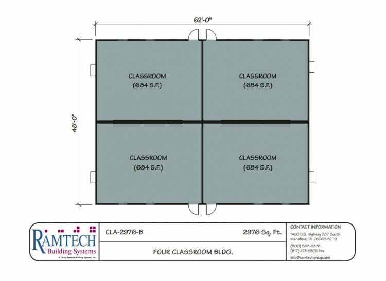 4 classroom building floor plan