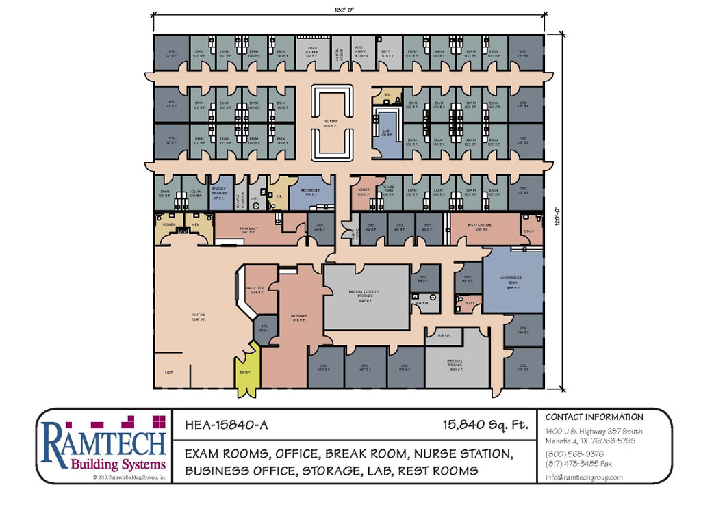 exam rooms, offices, nurse station business office floor plan