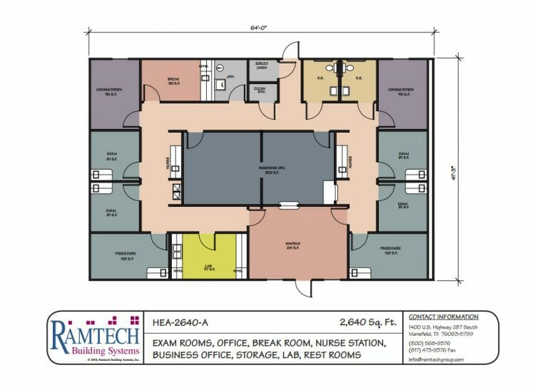 medical exam rooms and nursing station business office floor plan