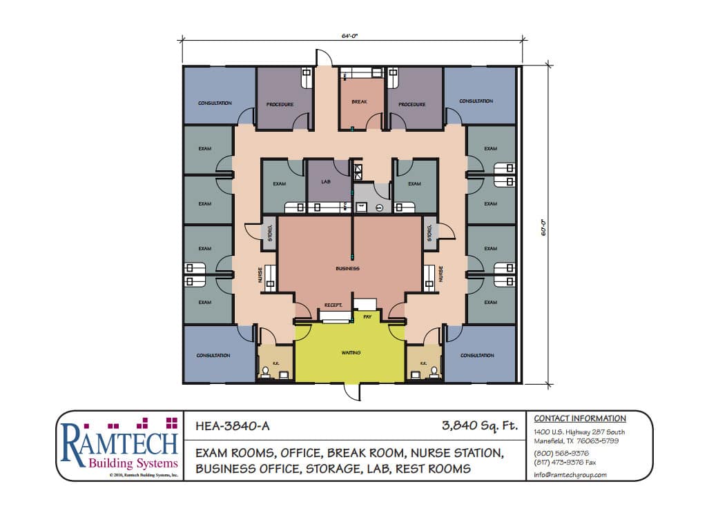medial exam rooms, medical business offices floor plan