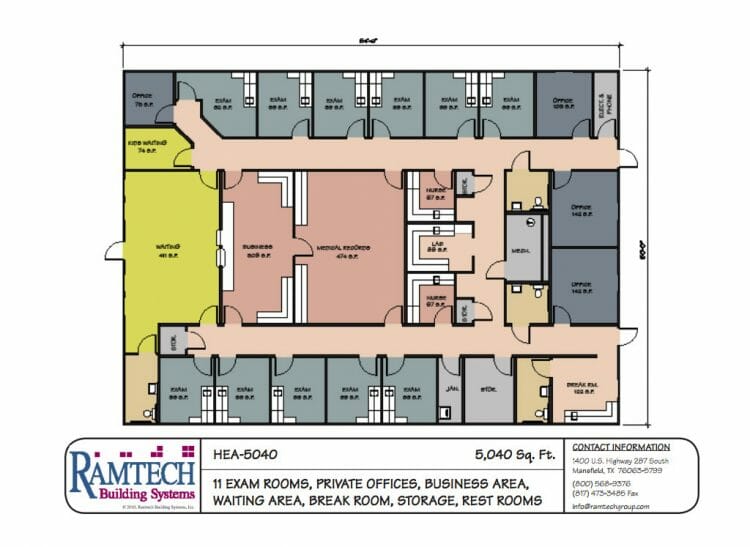 11 medical exam room and business office floor plan