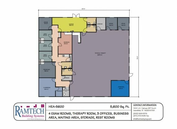 4 medical exam room and business offices floor plan