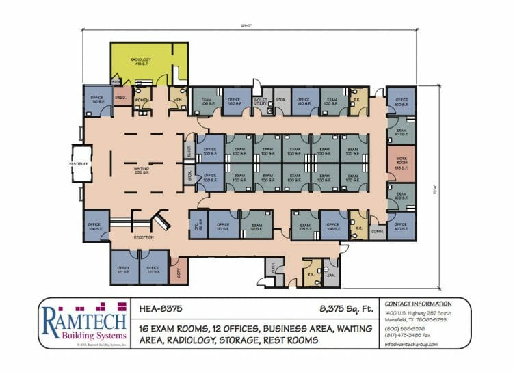 16 medical exam room and business office floor plan