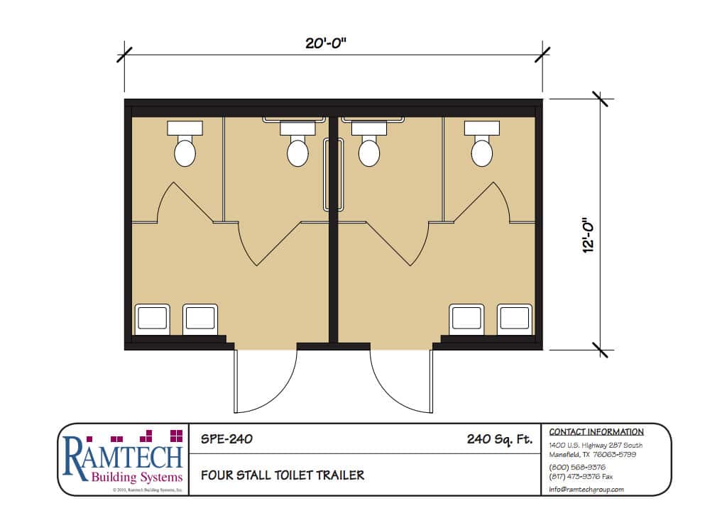 4 stall toilet trailer floor plan
