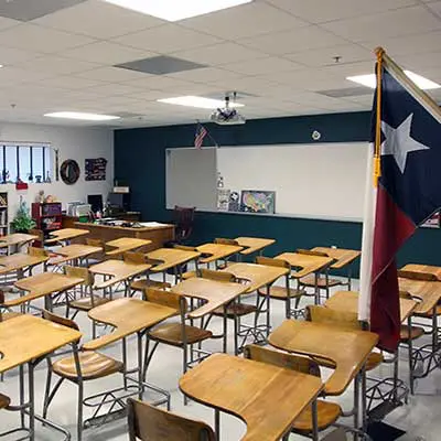 classroom, modular building interior