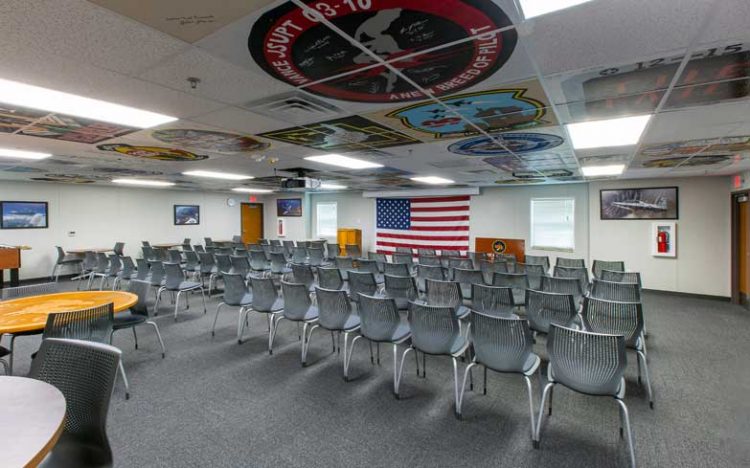 government modular building, interior meeting room, Vance Air Force Base